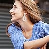 Statement Raffia Teardrop Dangle Earrings Boho Beaded Earrings Handwoven Drop Earrings for Women Jewelry Gifts #4