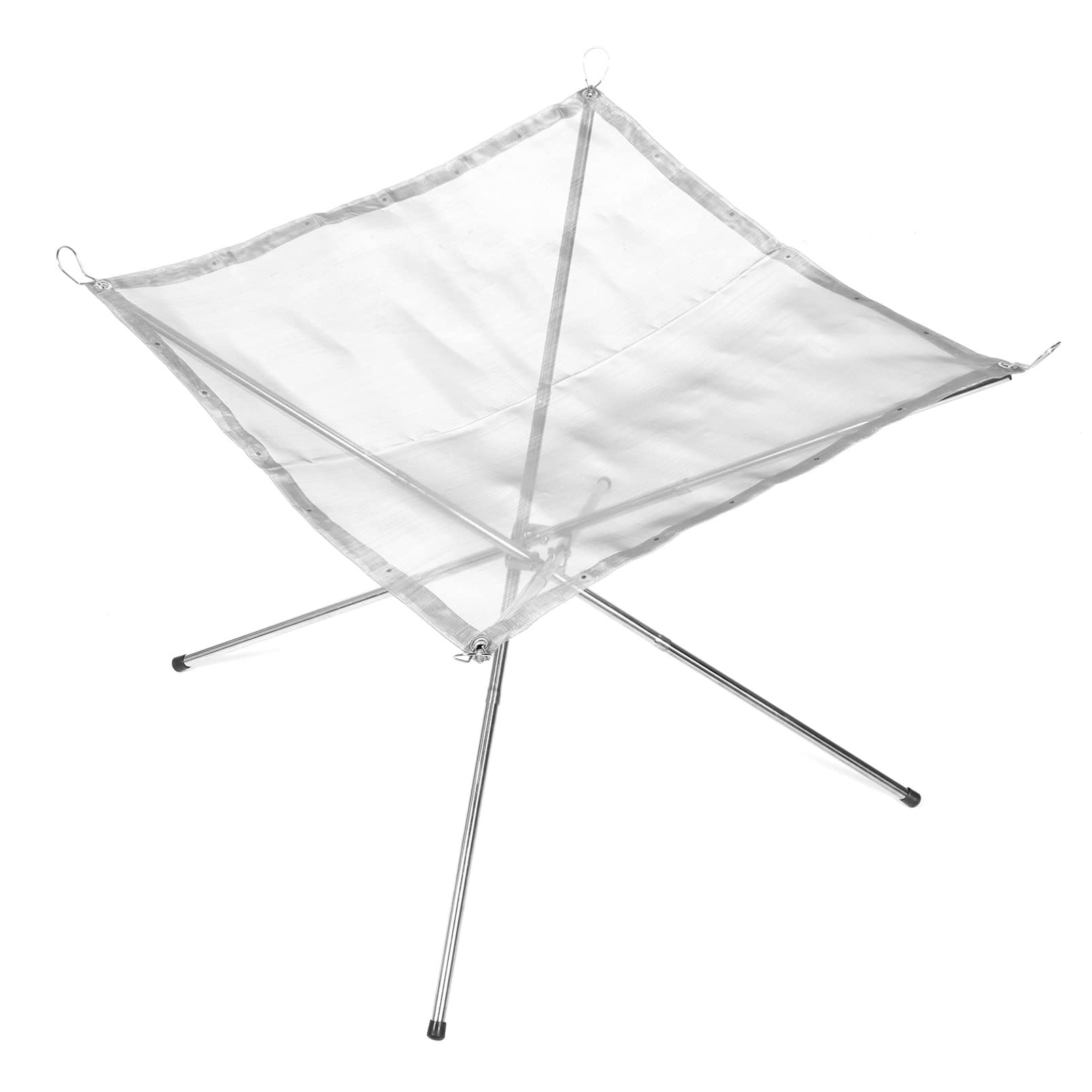 Cabilock 1 Set Mesh Fire Pit Portable Outdoor Fire Pit Foldable Camping Fire Pit Stainless Steel Bonfire Rack with Oxford Cloth Bag for Backyard Beach Barbecue Silver