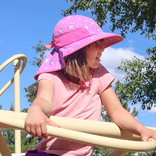 Image of icolor Kids Sun Hat UPF50+ Sun Protection Bucket Hat Toddler Summer Beach Play Hats with Neck Flap for Girl Boy Ages 3~10
