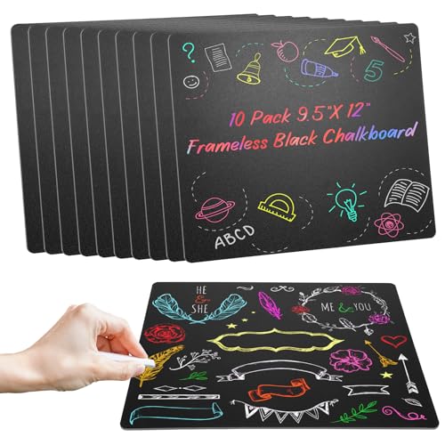 10 Pcs 12 x 9.5 Inch Frameless Chalkboard, Small Chalk Board Signs for Tables, Little Chalkboard Signs, Mini Blackboard for Restaurant Menu Classroom Home Office Decor