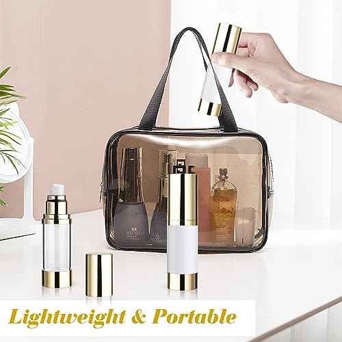 4 Pack 30ml/1oz Clear Airless Pump Bottle Plastic Vacuum Pump Press Container Empty Lotion Dispenser for Cream Toiletries Liquid Foundation Cosmetic Sample Travel - Gold4