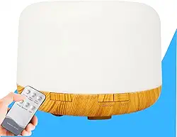 Umidificador de Ar Difusor de Ambiente 300 Ml Aromas Óleo Essencial com Controle Remoto Portátil Purificador Aromatizador Ultrassônico LED (BEGE)