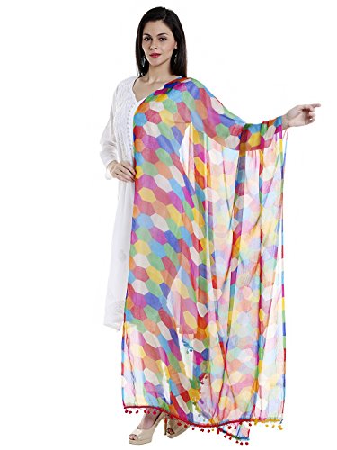 Women's Multicoloured Printed Chiffon Dupatta3