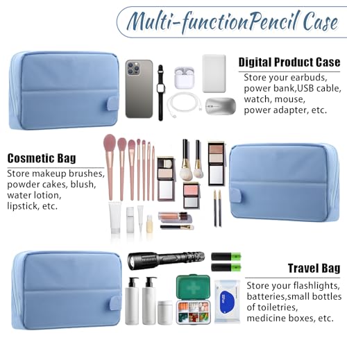 Image of Aesthetic School Supplies Cute Standing Pencil Case for Girls Student,Large Capacity Magnetic Flap Standable Pencil Pouch with Zipper,Back-to-school Gifts Big Stationery Travel Organizer for Adults