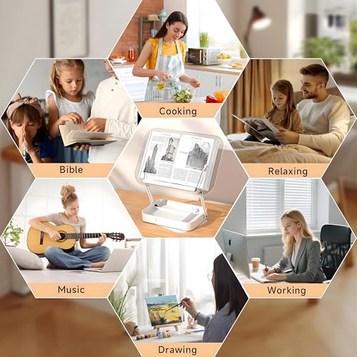 Image of Sunchhaya Acrylic Book Stand for Reading, Writing, Painting and Used As Laptop Stand for Desk, 360 Degree Rotatable Acrylic Book Reading Stand Adjustable Height-Angle (R22H)