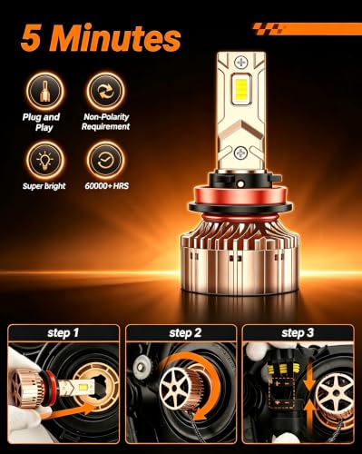 Image of SEALIGHT H11 Led Bulbs 84,000LM 900% Brightness H11 Light Bulbs, 6000K Cool White Bulbs with 25000RPM Fan, Plug and Play ATV /UTV, 10-Year Extended Lifespan IP68 Waterproof, Pack of 2