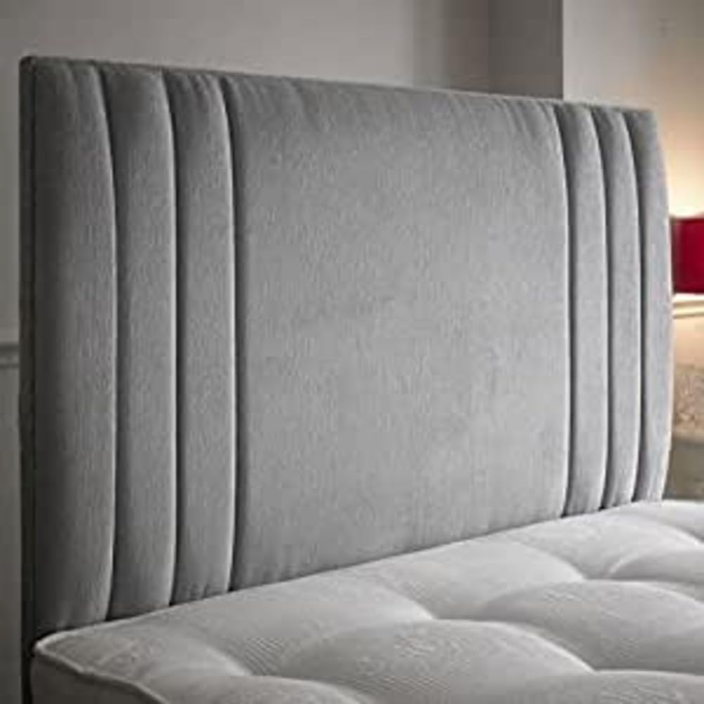 BEAUTIFUL SIDE BAR HEADBOARD IN CHENILLE FABRIC IN 30" IN (grey, 4ft6 double)