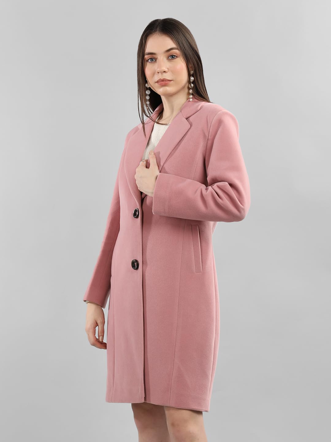 PLAGG Women Winter Wear Solid Long length Stylish Overcoat with wool blend and comfort fit 1