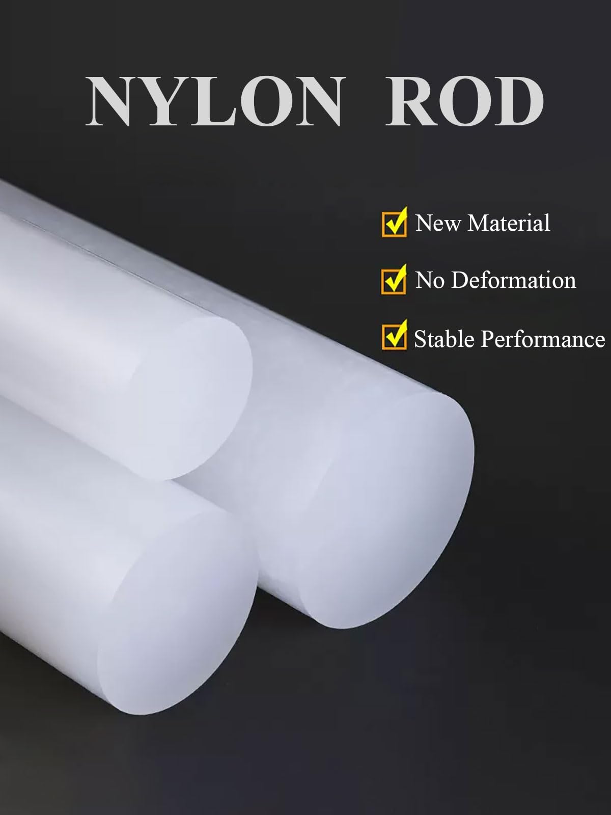 COYOUCO 2 Pcs Nylon Rods, Plastic Round Rod 55/60/65Mm Diameter, 500Mm Length, White,65mm