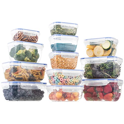 Image of Superio Plastic Food Storage Container Set, BPA Free, Sealed Containers with Airtight Lids for Pnatry, Cupboard, and Fridge- Microwave and Dishwasher Safe (10) (12 Pack)