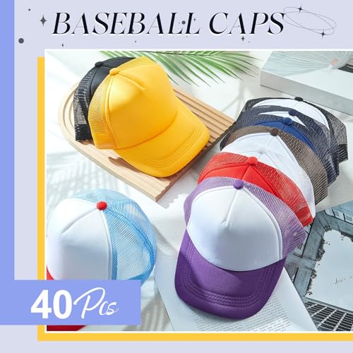 Image of 40 Pack Sublimation Blank Trucker Hat Bulk Wholesale Mesh Baseball Cap for Women Men DIY Hat Bar Party