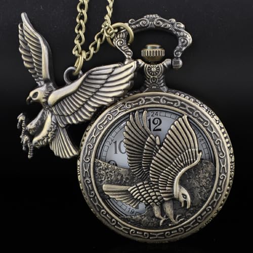 Image of Tiong Pocket Watch Pattern Vintage Quartz Pocket Watches with Chain Christmas Graduation Birthday Gifts Fathers Day