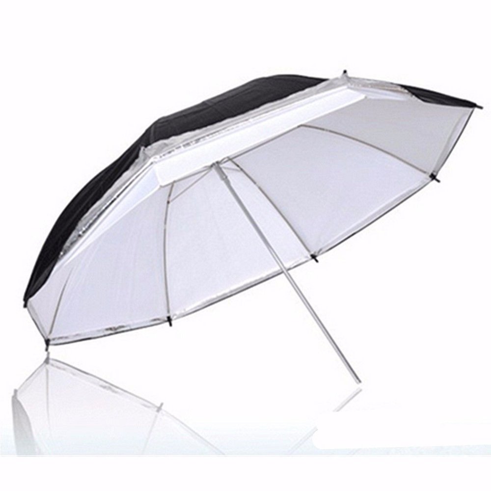 Market&YCY 91cm 36" Parapluie Blanc Noir réfléchissant et translucide à Double Couche, pour éclairage stroboscopique avec Flash de Studio (Parapluie d'évacuation/Double Parapluie)