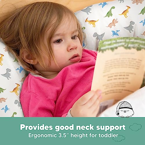 Image of Toddler Pillow with Pillowcase, 13x18 My Little Dreamy Pillow (Roarsome) | Kids Travel Bed Pillow for Sleep, Organic Cotton Small Pillowcase, Soft, Breathable, Machine Washable, Toddlers 2-5 years old