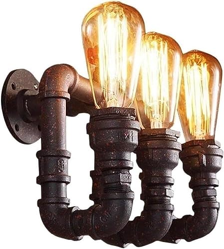 Aplique de Pared LED Estilo Retro con diseño de tubería de Agua E27, lámpara de Pared de Hierro Forjado Oxidado, Estilo Steampunk, de Hierro Macizo Antiguo, para Pasillo, Escalera,