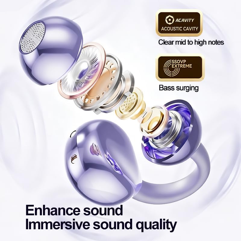 Soinf Women's Wireless Earphones, Designed with Crystal Butterfly Earrings and Open Bluetooth Noise Cancelling Earphones for Running, Suitable for Work, Fitness, Daily wear, and Gifts (Skin Tone)