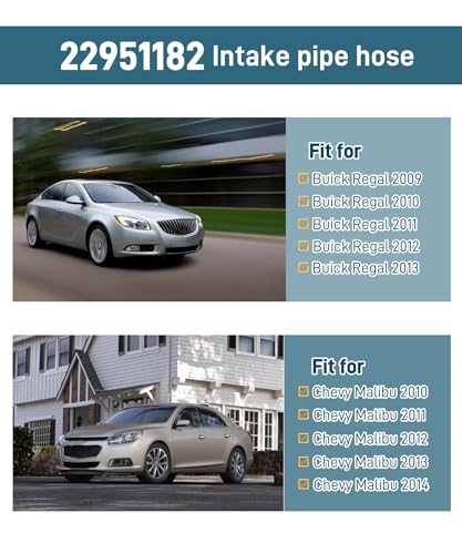 Engine Air Intake Hose (Tube With Clamps) Fits for Buick Regal 2009-2013/Chevy Malibu 2010-2014,Replacement Part # 22951182-1 Year Warranty