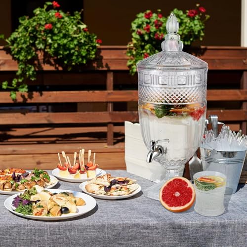 Image of 4.5 Liter Glass Beverage Dispenser with Tap,Ice Drink Dispensers Perfect for Water, Juice,Beer, Cocktails, and More Detox Drinks Home & Restaurants Kitchen,Bars,Party