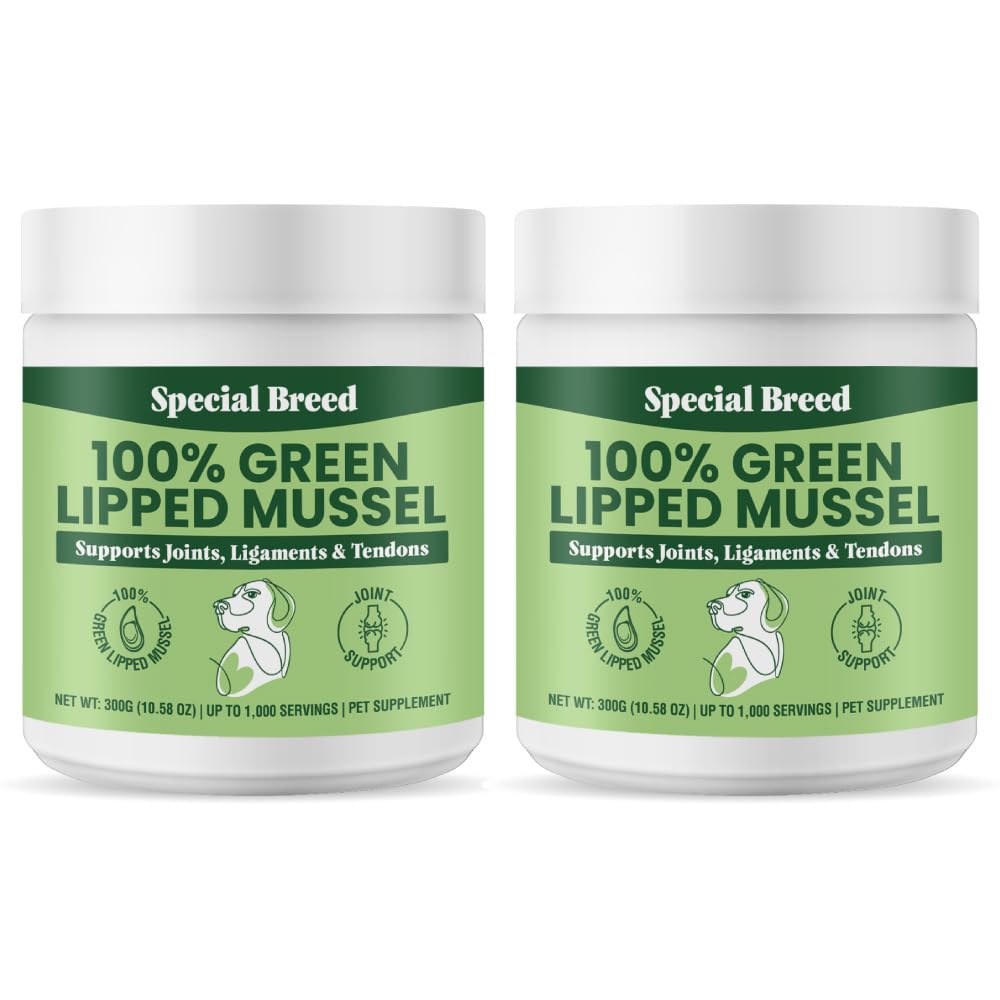 Special BreedGreen Lipped Mussels for Dogs & Cats - Premium Joint Supplement Powder for HIPS, Joints, and Muscles (300 Grams, Up to 1,000 Servings) - 2 Pack