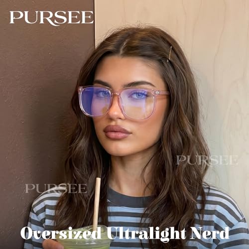 Image of TR90 Oversized Blue Light Blocking Glasses Men Women Ultralight Nerd Square Computer Games Black Large Eyewear