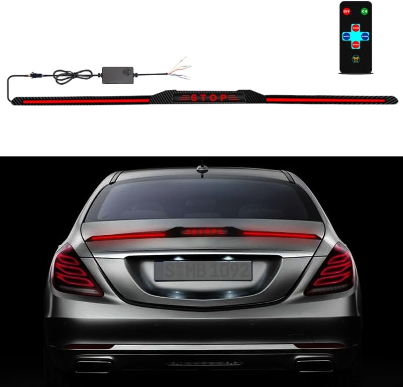 Car spoiler brake light strip Universal Car spoiler led light Exterior, 50inch three-stage rear led brake light spoiler lip kit,Third brake light strip with Brake Turn Running Signal (Standard STOP)