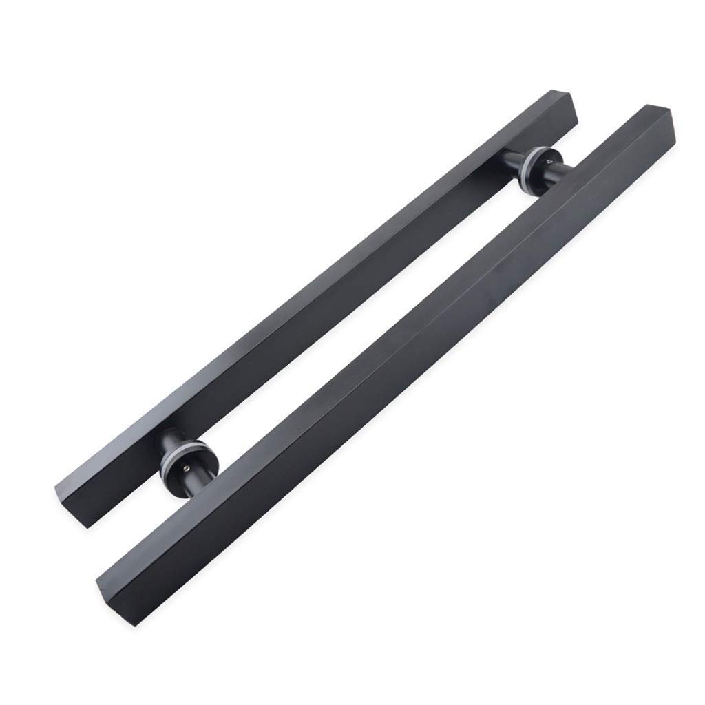 Pasamanos de escalera universal para interiores y exteriores, manija de puerta de vidrio de tubo cuadrado de acero inoxidable negro/manija de puerta de granero para el hogar/oficina - 3 long