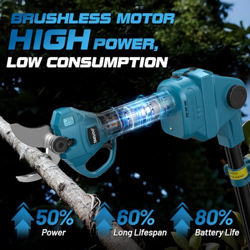 Image of Takuoo Cordless Electric Pruning Shears with Pole, 2.4 inch Cutting Diameter