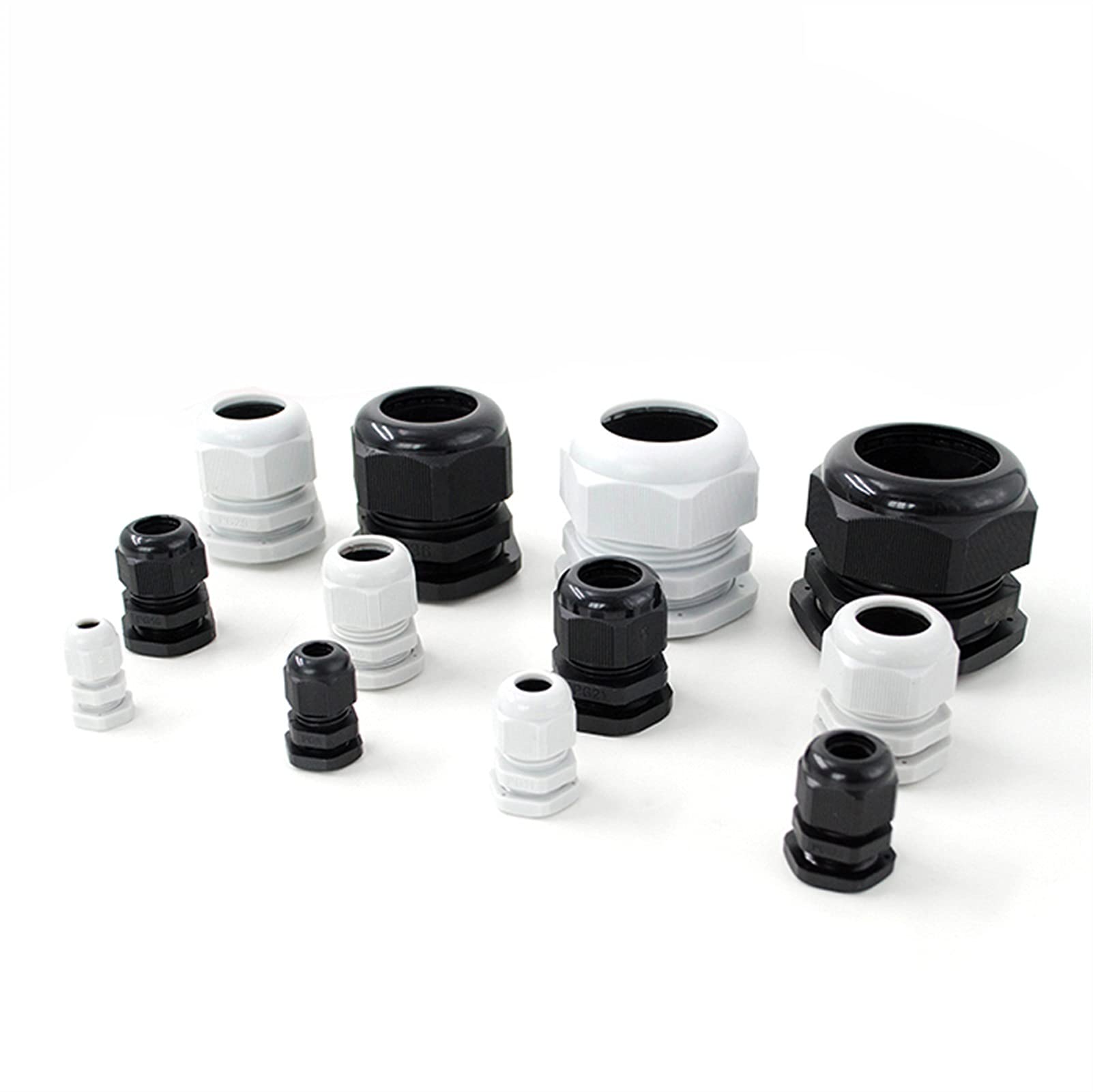 Kit de mezcla de sellos de cable, Conectores de cable de nailon de plástico, prensaestopas for caja de conexiones, 10 unidades, IP68(White,PG19)
