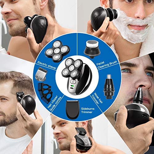 OriHea Electric Shaver for Men, 5 in 1 Shaver Trousers, 5D Floating Sword Head, Rotary Shaver Grooming Kit with Clipper Nose Hair Sideburns Trimmer Facial Clean