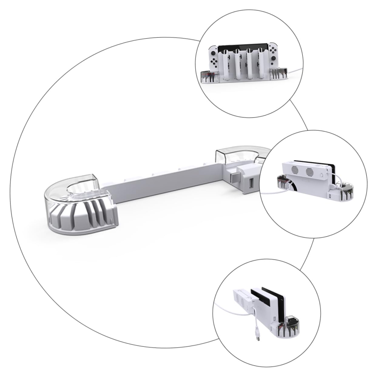 GLEAVI 2 Set caricatore del controller di gioco caricabatterie portatile caricabatterie per controller di gioco caricatore portatile raffrescatore d'aria della consolle addominali bianca