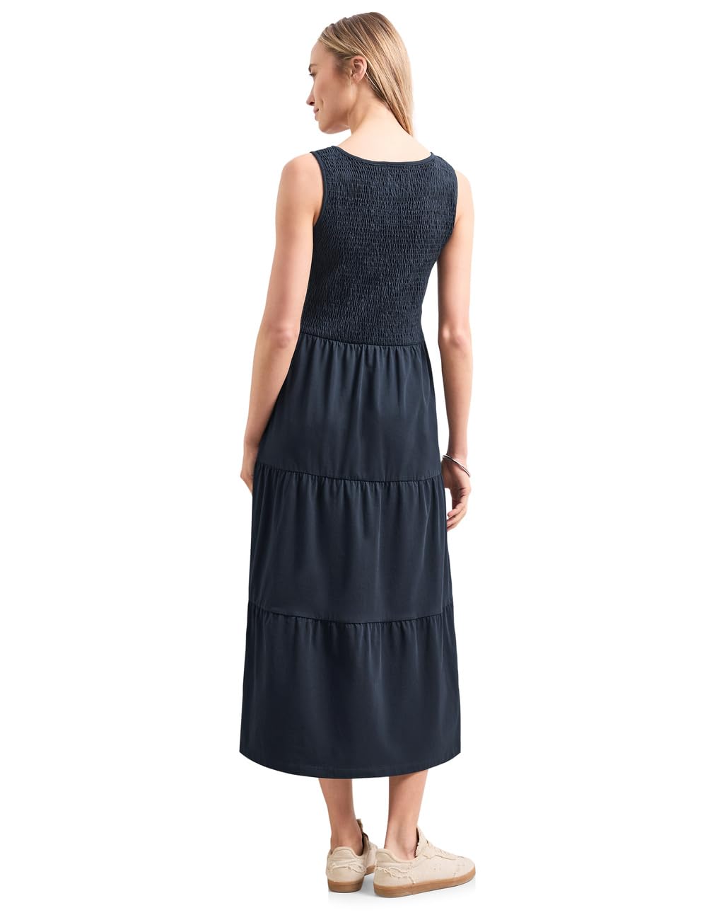 Street One Damen 1409162 Midi-Kleid mit Smok-Oberteil (1er Pack)