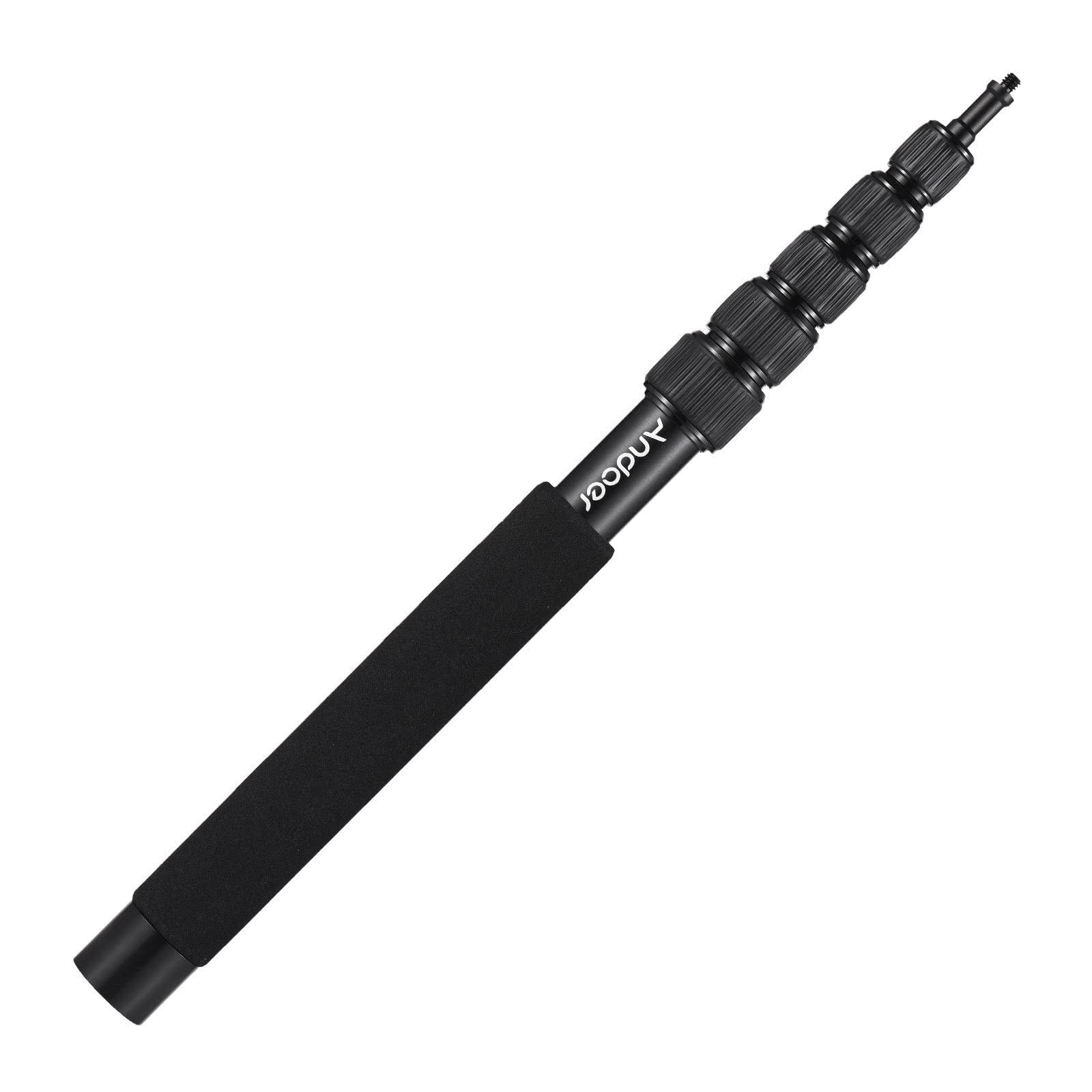 Andoer Soporte de Micrófono, Brazo de micrófono de Mano Extensible de 6 Secciones, Pie de microfono con Tornillo y Rosca de 1/4 Pulgadas, empuñadura de Espuma, 46 cm-200 cm