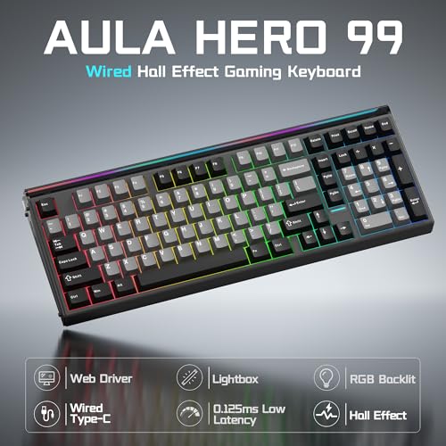 Image of Aula Hero 99 Wired Gaming Keyboard, Hall Effect Switch with Rapid Trigger