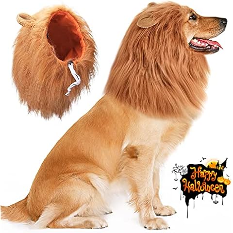 Vivifying Lion Mane Wig, Adjustable Pet Costume with Ears, Dog Lion Mane Costume for Dog (Brown) Cover