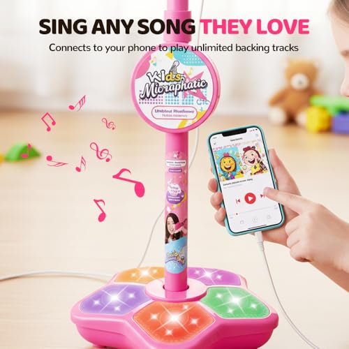 Image of 2026 New Microphone with Stand, Portable Karaoke Built-in Music, Colorful Lights, Echo Effects for Singing, Music Play, Fun and Easy-to-Use (Black)