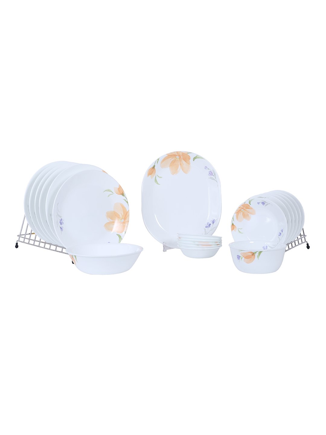 Corelle Begonia Glass 21Pcs Dinner Set, Multicolor
