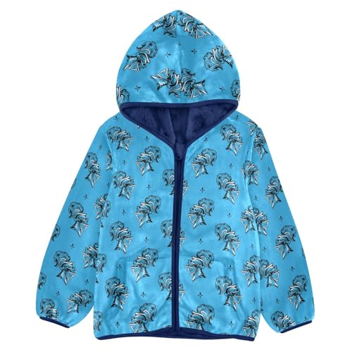 Soldiers Blue Toddler Fleece Jacket Baby Boys Hooded Zipper Long Sleeve Thick Warm Outerwear 3-10 Years