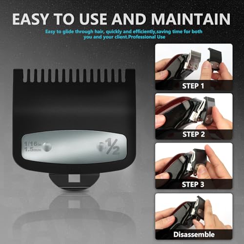 Replacement for Wahl 1/2 Premium Clipper Guard Clip Guide Metal #3354-100 1/16\" 1.5mm Metal Clipper Guard fits for Wahl 1/2 Clipper Guards Set