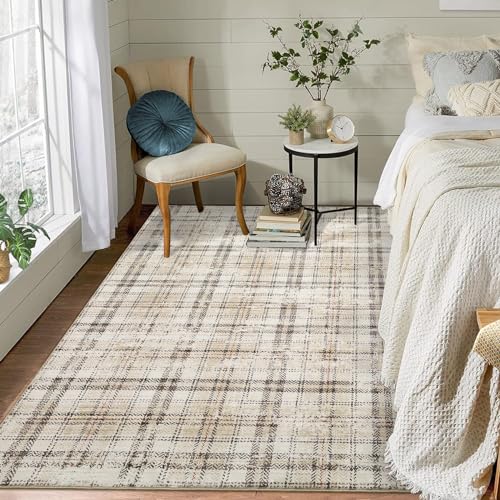 Tapete Decorativo Lavable 5x7 Pies Tartan Beige miniatura 3