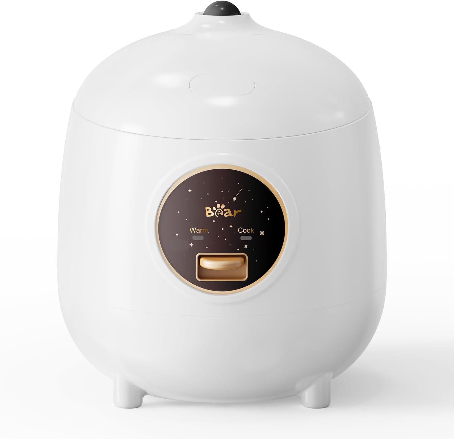 Bear Rice Cooker 2-Cups Uncooked, 1.2L Small Rice Cooker with Non-stick Coating, BPA Free, Portable Mini Rice Cooker, One Button to Cook and Keep Warm Function, White