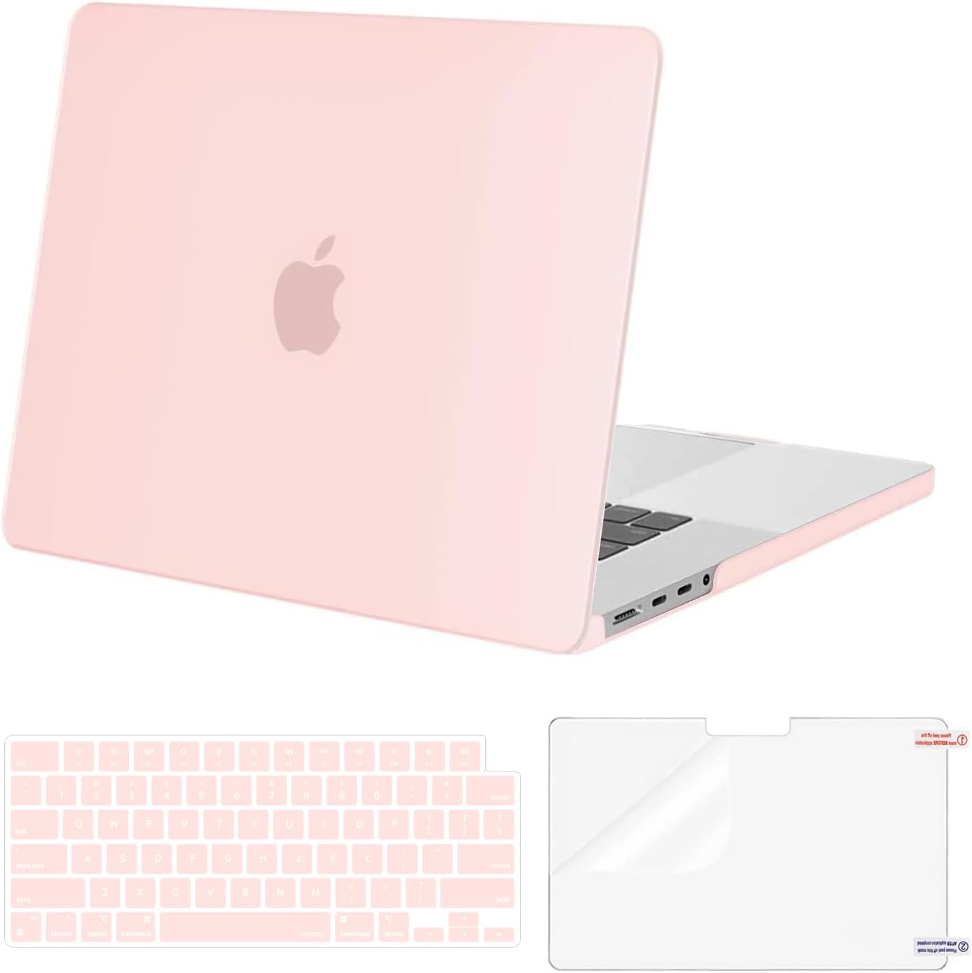 MOSISO Compatible with MacBook Pro 16 inch Case 2025 2024 2023 2022 2021 M4 M3 M2 M1 A3403 A3186 A2991 A2780 A2485 Pro Max Chip, Plastic Hard Shell Case&Keyboard Cover&Screen Protector, Chalk Pink