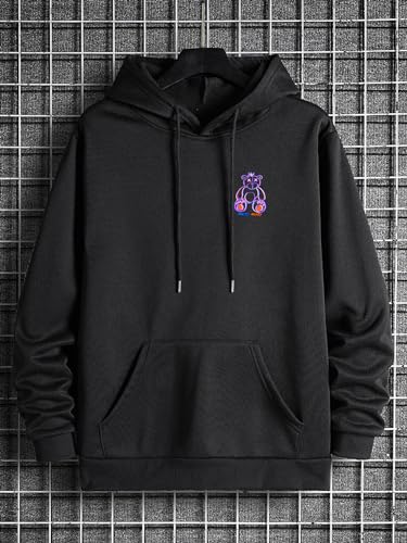 Image of Dagcros Hoodies Printed Fleece Lined Sweatshirts Casual Athletic Workout Pullover with Kangaroo Pocket for Men's