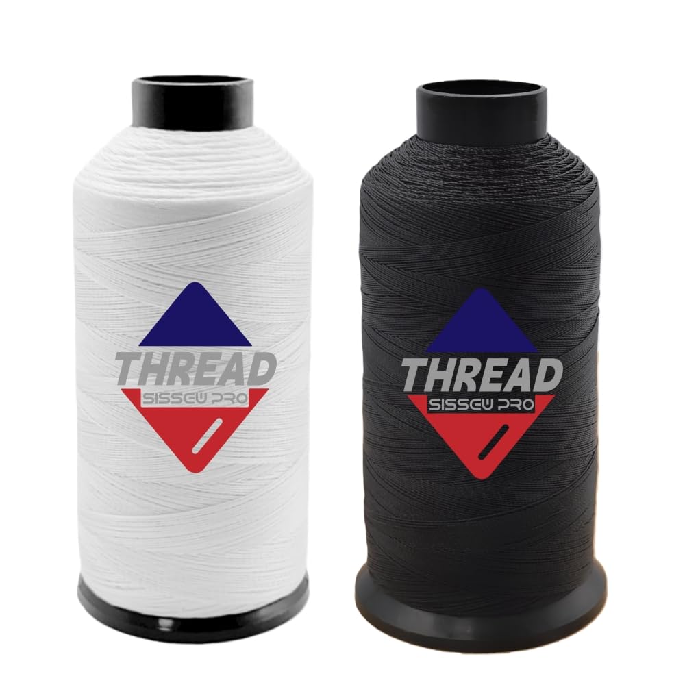 Sissewpro - Hilo de nailon 69 para tapicería, hilo resistente para máquina de coser, hilo blanco y negro para cuero, abalorios, tejido de cabello, mezclilla, lienzo, correas Tex70, 4 onzas, 1500