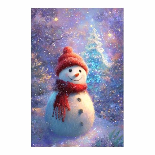 Affiche Noël bonhomme de neige mignon decoration murale DunPei violet
