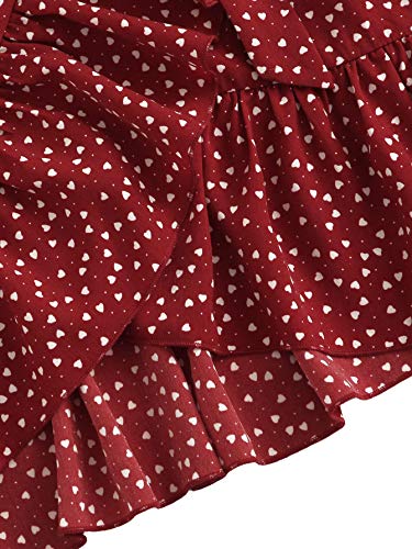Makemechic Women's Two Piece Ruffle Trim Cami Crop Top And Wrap Skirt Set Burgundy M #TOP3