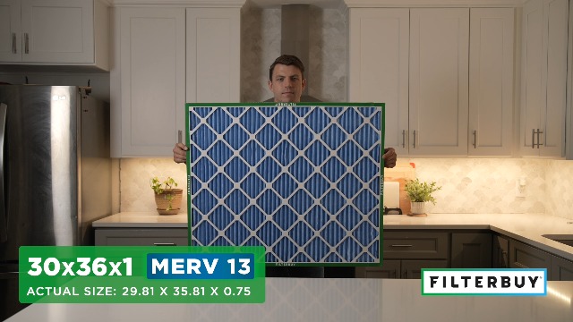 Image of Filterbuy 30x36x1 Air Filter MERV 13 Smoke & Allergy Defense (4-Pack) | Electrostatic Pleated HVAC AC Furnace Filters Replacement, Made in USA (Actual Size: 29.81 x 35.81 x 0.75)