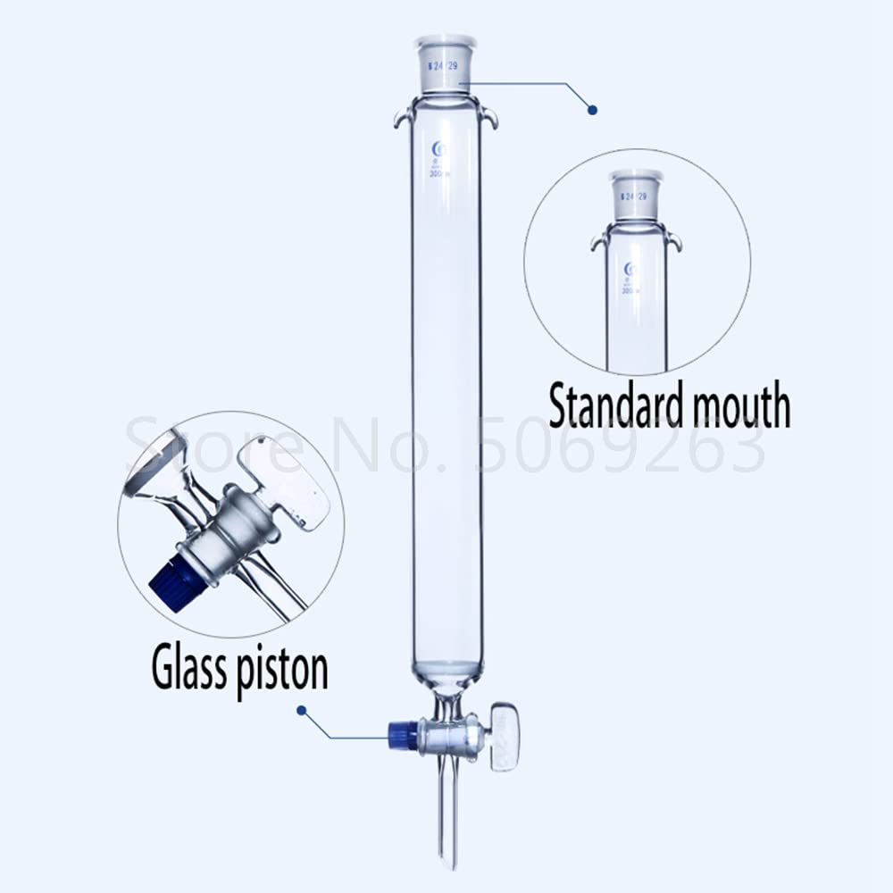 1 colonne de chromatographie en verre à noyau de sable calibre 24# avec ouverture standard, colonne de chromatographie avec piston en verre (16 x 400 mm)(22x300mm)