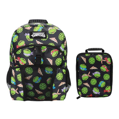 Bioworld TMNT Classic Retro Cartoon 2-Piece 16" Kids Backpack & Lunch Box Set For School And Travel