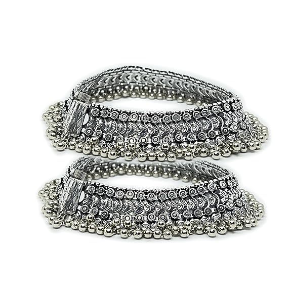 Oxidized German Traditional Ethnic Broad and heavy Payal Anklets (PAEJEB) for Women and Girls choose from models 30 mm, 26 mm, 26 mm with bell sound