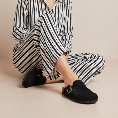 Image of CUSHIONAIRE Hana Womens Clogs | Comfortable Vegan Suede Clogs for Women | Slip On Potato Shoes with Cork Footbed & Arch Support | Memory Foam, Wide Widths Available